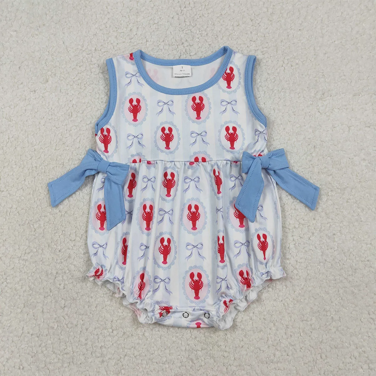 Newborn Baby Clothes Sleeveless Strawberry Bows Stripe Girls Ruffle Rompers Cute Comfortable Children Clothing Wholesale