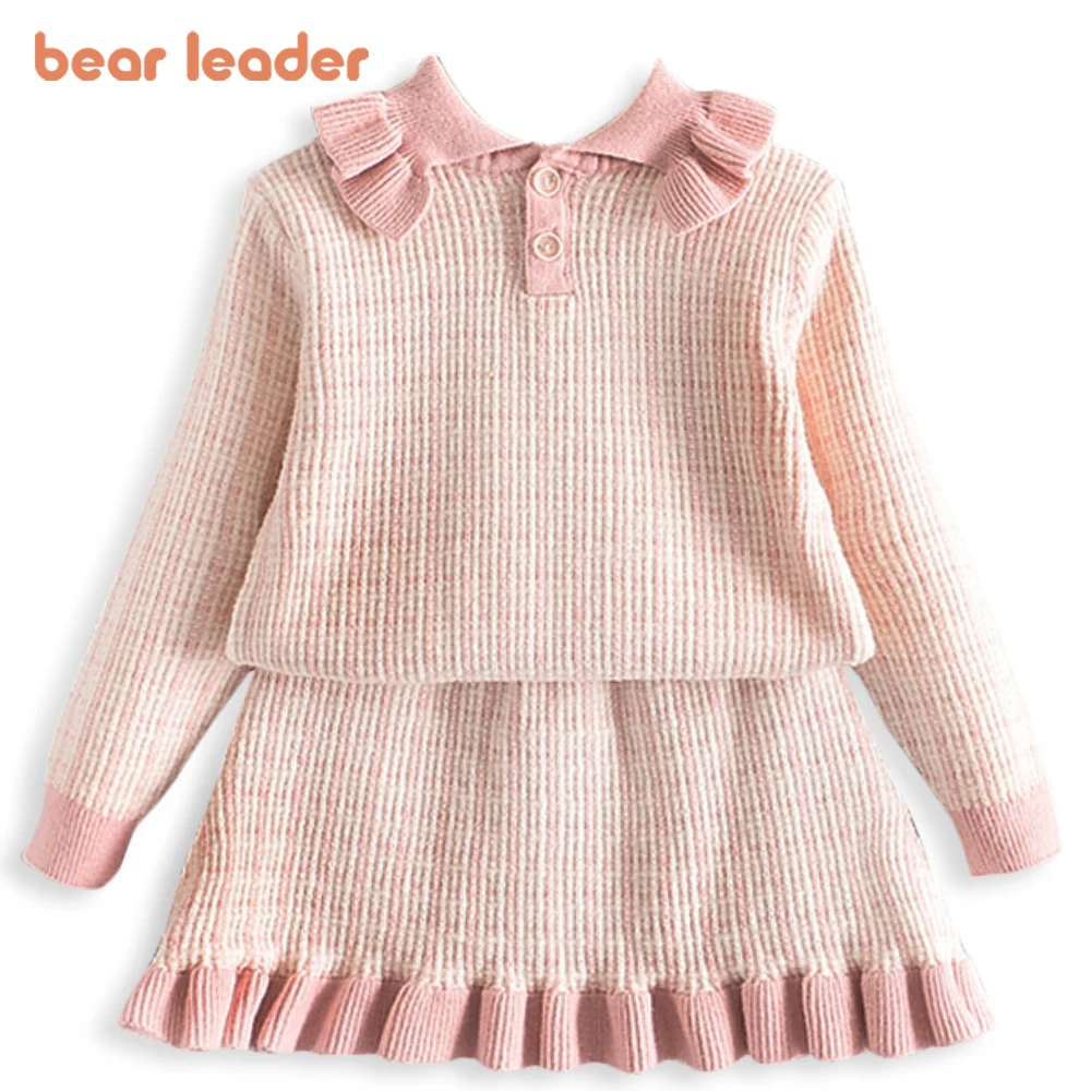 Bear Leader New Autumn Winter Girls Sweater Dress Kids Cloths Children Children Sweater Suit for Girls Knitted Christmas Dress