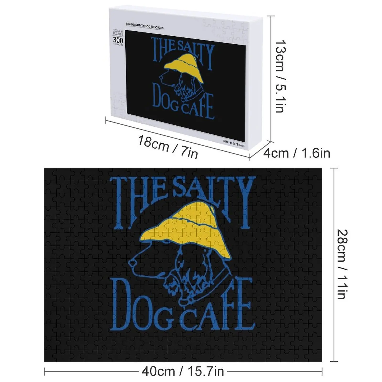 Cão salgado clássico camiseta quebra-cabeça nome brinquedo de madeira caixas de madeira quebra-cabeça personalizado