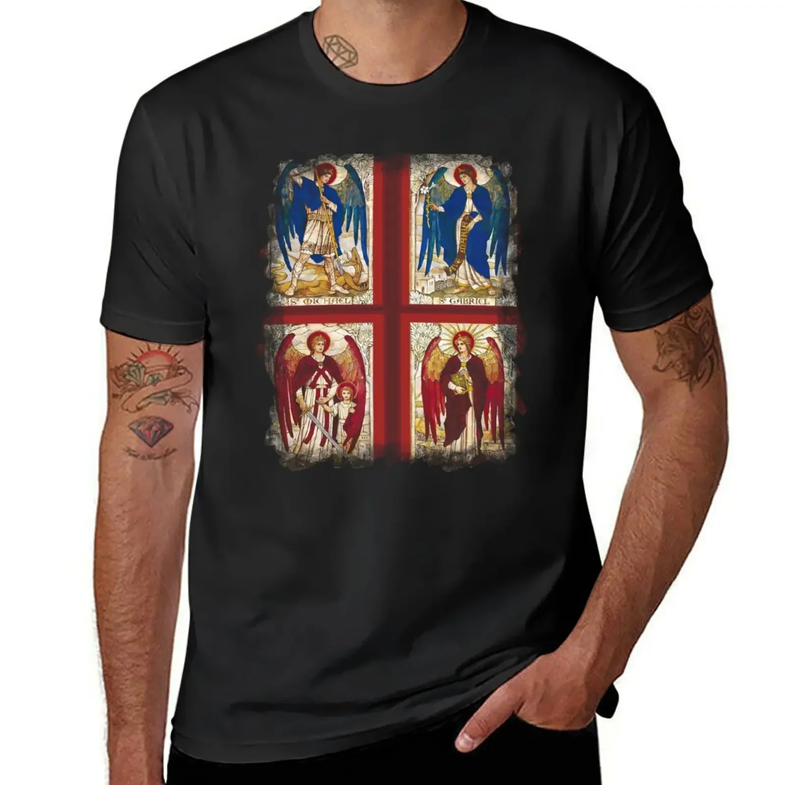 St MIchael St Gabriel St Raphael and Uriel Archangel Angel Saint T-Shirt quick-drying plain oversize t-shirts man mens clothing