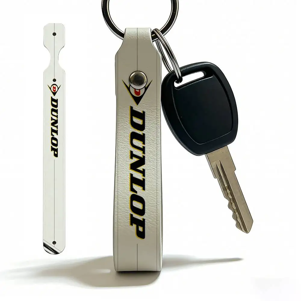 For Dunlop High Quality PU Leather Moto Keychain Vintage Style Key Pendant For Scooter Motocross