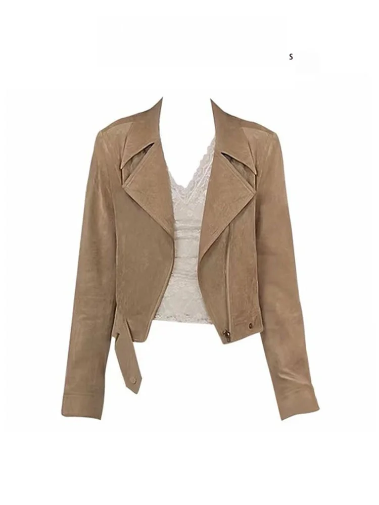 Browan Suede Jaet mujer ort Sle diseño Retro americano otoño nueva Faion motocicleta Jaet Top Casual viaje viento