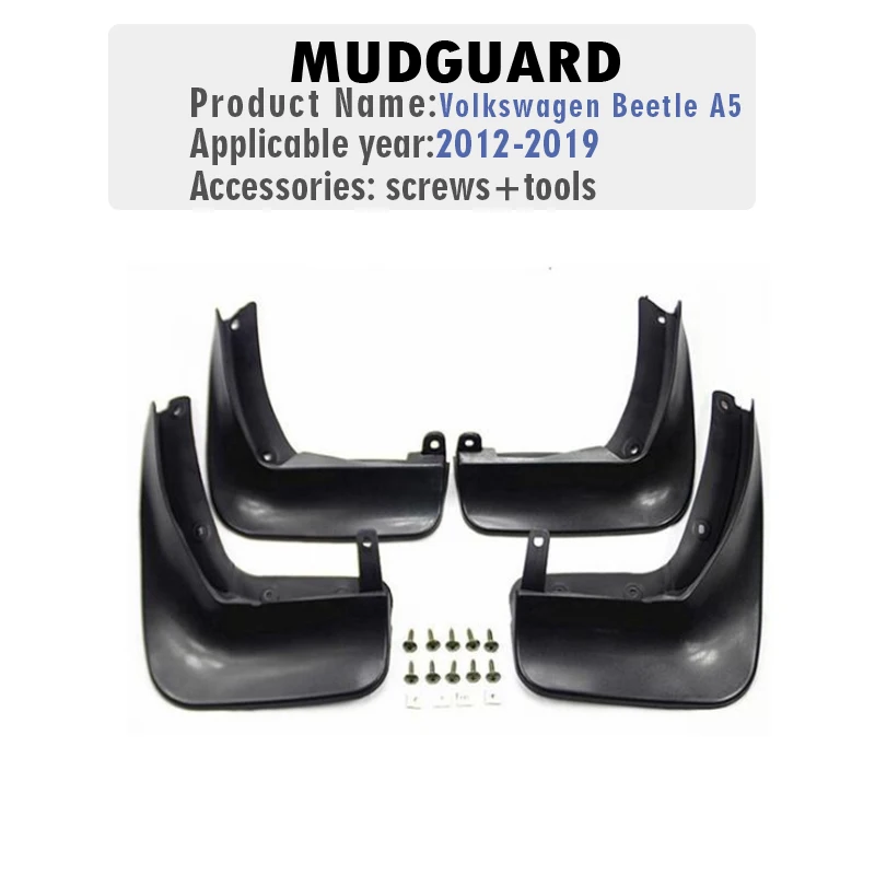 2012-2019 FOR 2012-2019 FOR Volkswagen VW Beetle Mudflaps Fender Mud Flap Guards Splash Mudguard Car Accessories Front Rear 4pcs