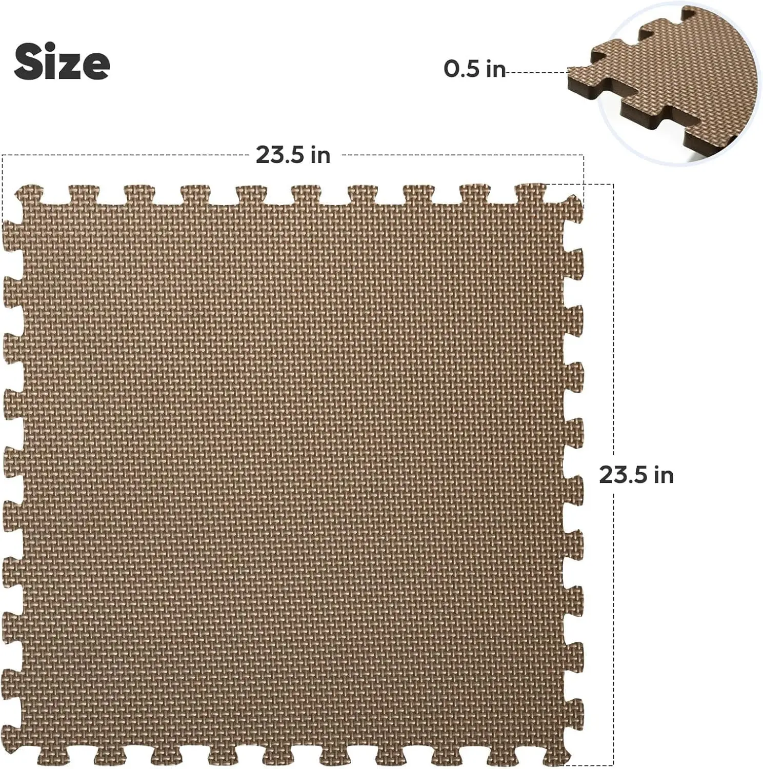 Puzzle Exercise Mat Interlocking EVA Foam Floor Tiles Home Gym Workout Equipment Pad Play Area Floor Mat Brown 36 Tiles 144 Sq Ft view 2