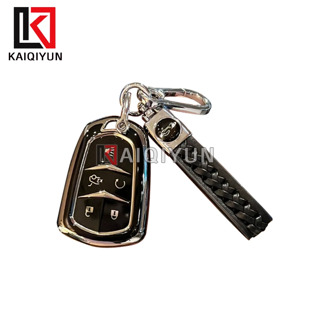 

For Cadillac Key Fob Cover with Keychain For 2015-2019 Cadillac Escalade ATS CTS CT6 XTS XT5 SRX 5-Buttons (Black)