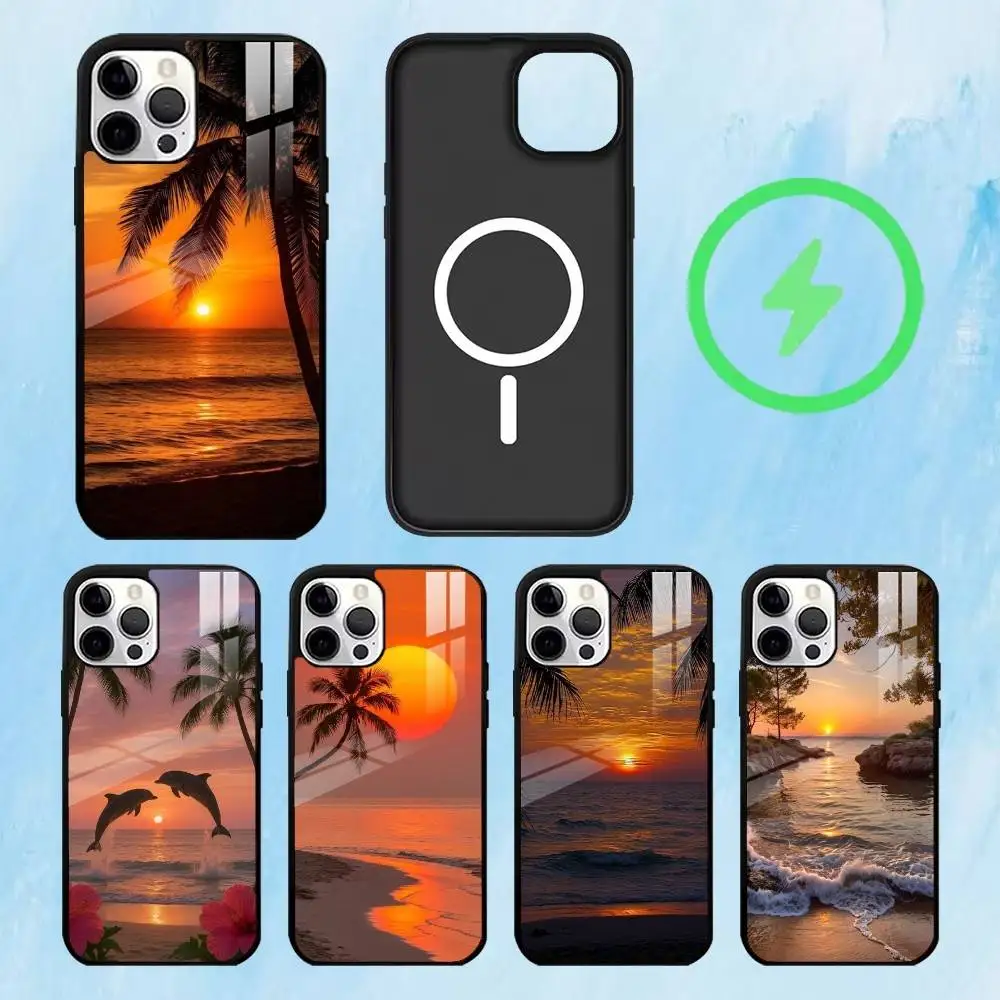 

S-Summer S-Sunset Phone Case For iPhone17,16,15,14,13,12,11 Plus,Pro Max Magnetic For Magsafe Wireless Charging