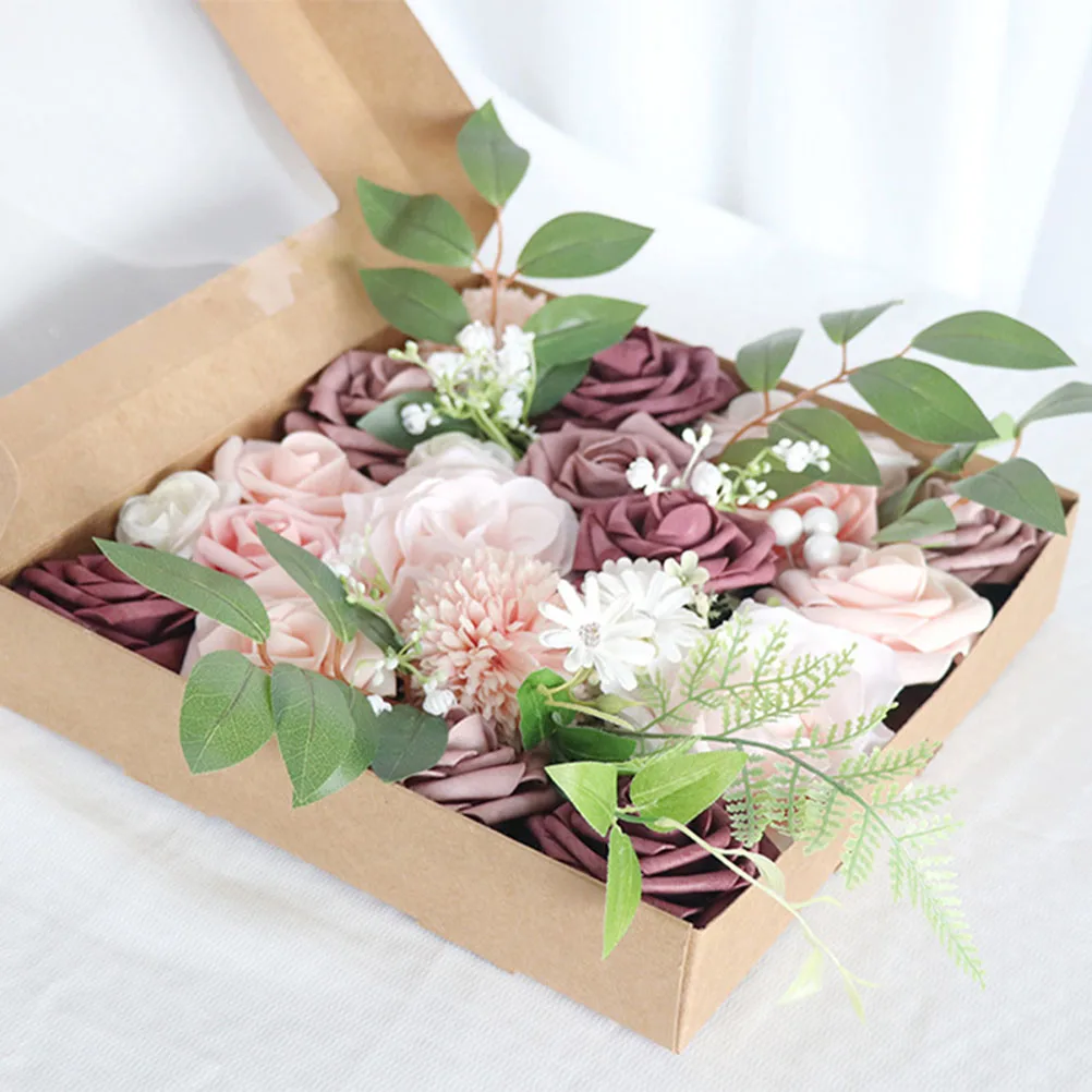 

Artificial Flower Gift Faux Flowers Roses in Box Valentine Day Decor Bouquet Wedding Emulation Flower Holiday Gift Box Bean