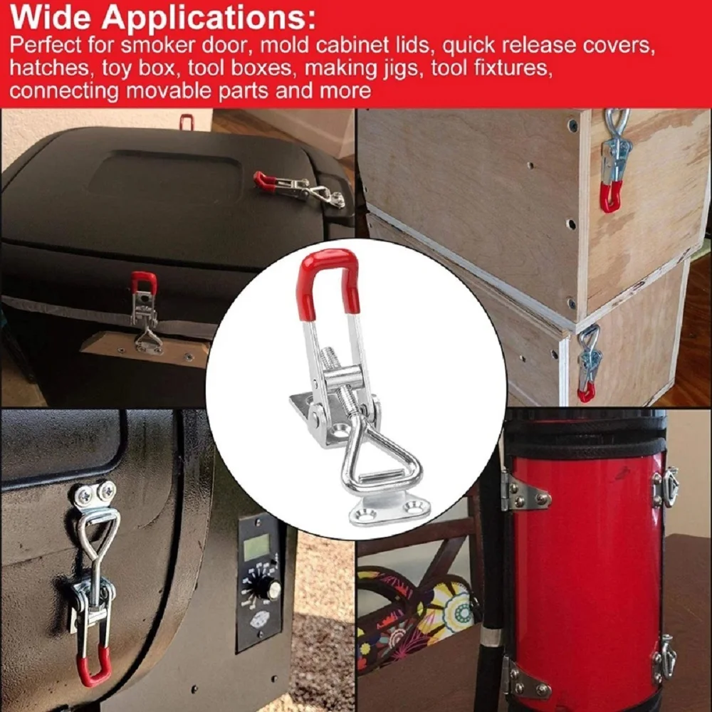 8 pcs Adjustable Toolbox Case Metal Toggle Latch Catch Clasp Quick Release Clamp Anti-Slip Push Pull Toggle Clamp Tools
