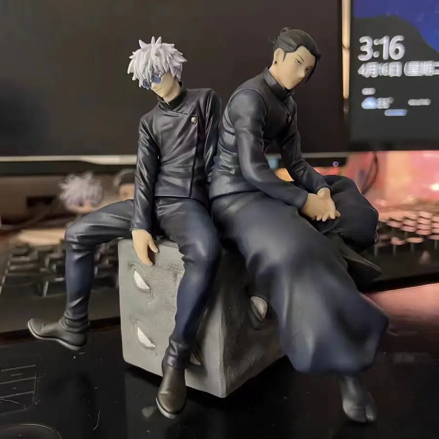 

Satoru Gojo Statue Jujutsu Kaisen Figure Geto Suguru Sitting Posture Action Figures Prison Realm Anime Model Pvc Ornament Toys