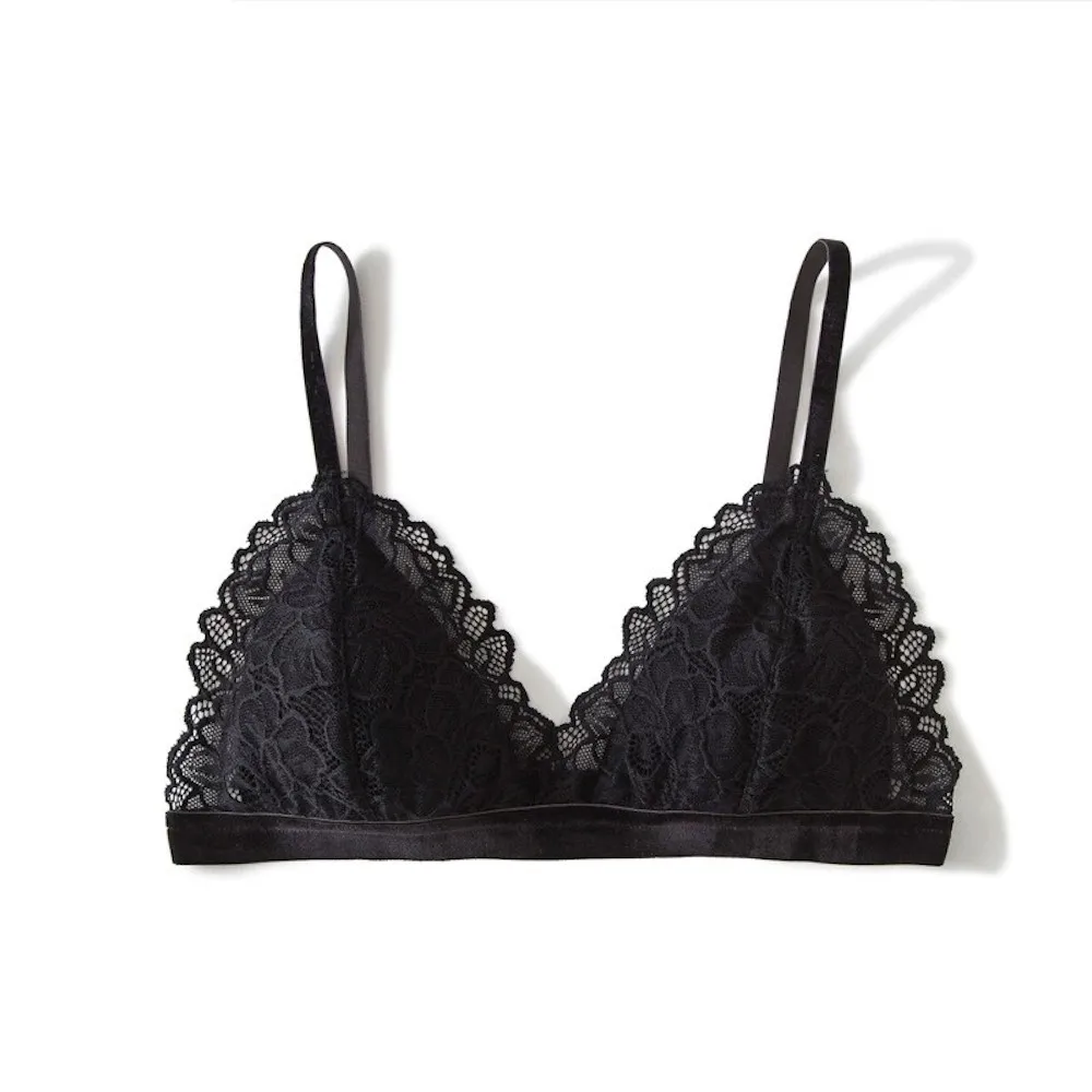 

Silk Lace Bras Tri-angle Bassier French Style Wireless Breathable Comfortable China Silk Supplier Wholesale Black Color