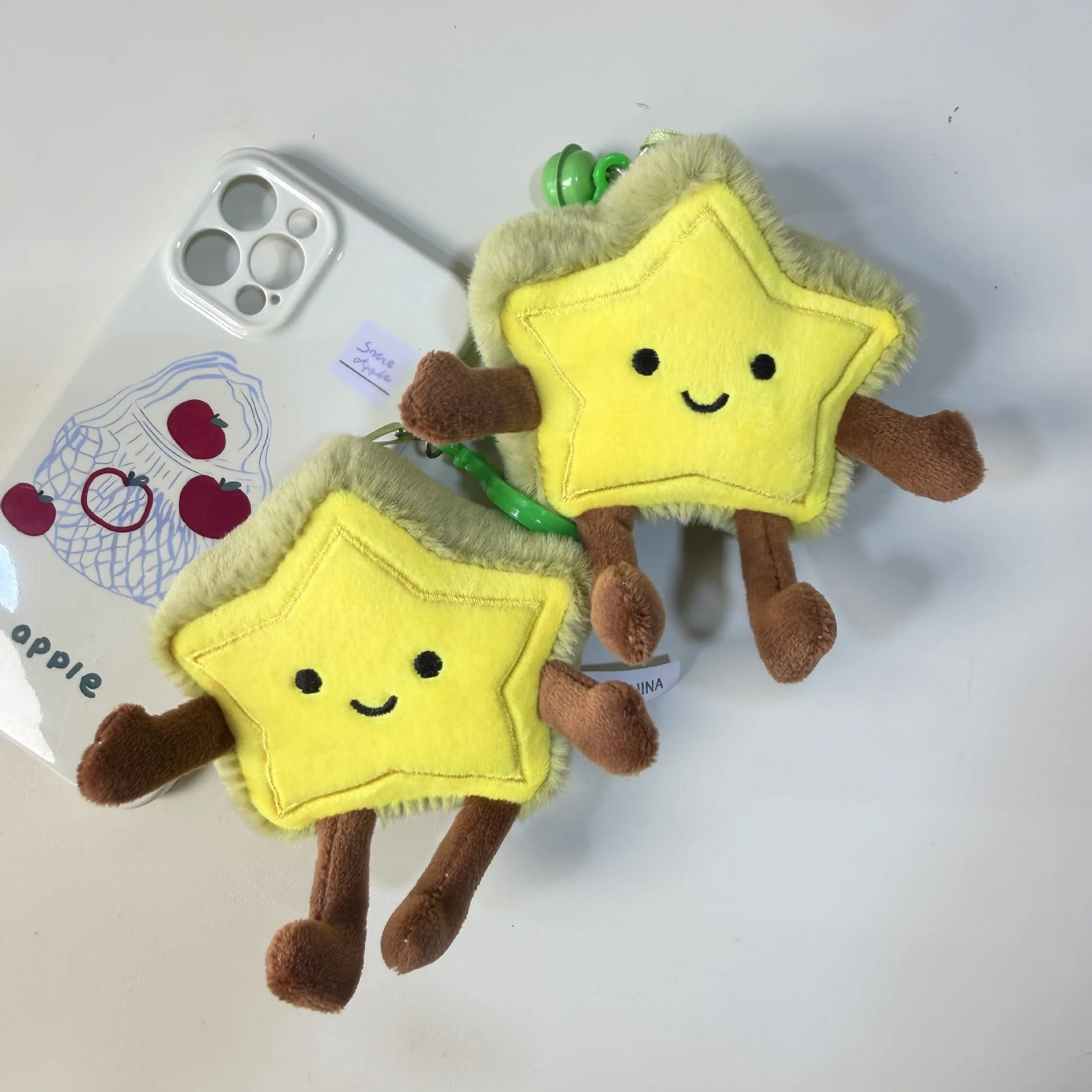 Fun Cartoon Starfruit Plush Toy Pendant Keyring Cute Simulation Fruit Plush Stuffed Toy Backpack Decor Keyring Birthday Gift