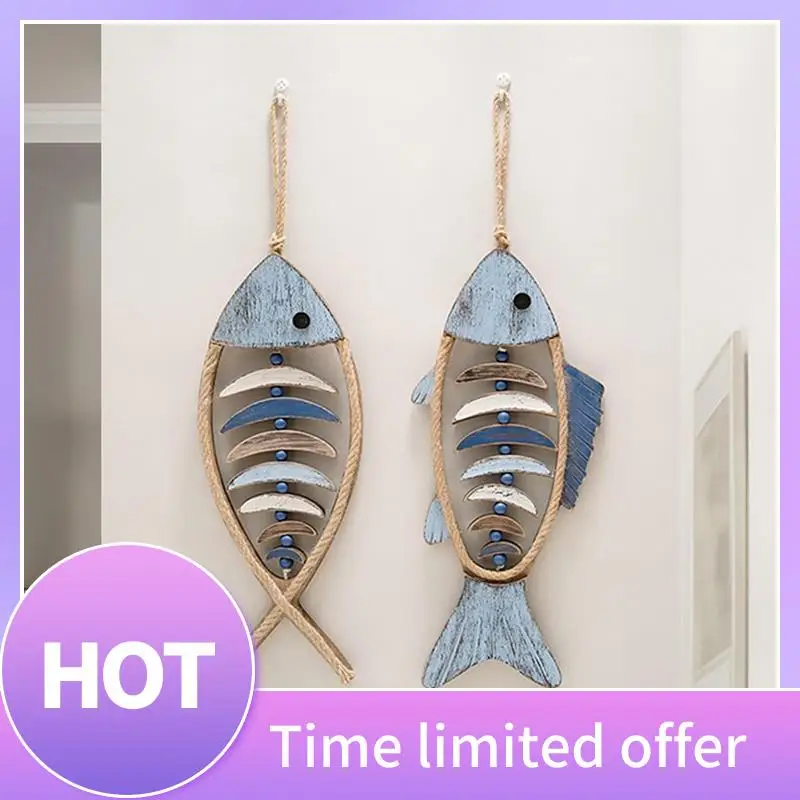 

B69C Wooden Fish Wall Decor, Antique Nautical Fish Decoration, Hand Carved Fish Wall Decor, For Mediterranean Beach Theme