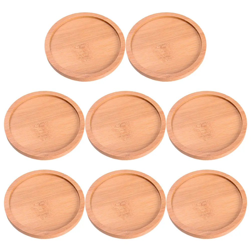 

8 Pcs Flower Pot Holder Leak-proof Bamboo Tray Plant Saucer Planter Trays and Saucers