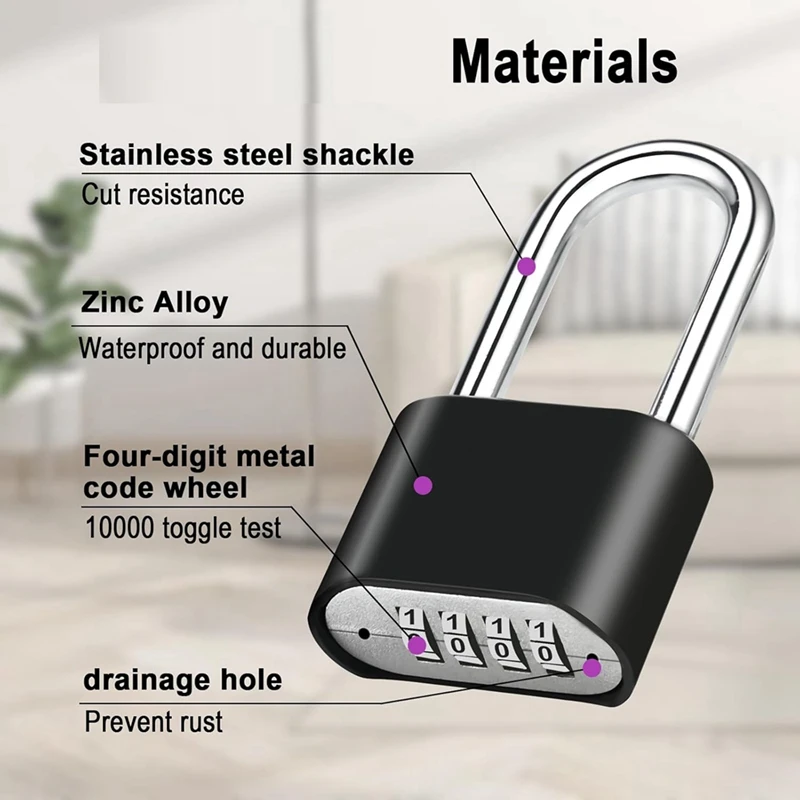 Top Deals 2Pcs Combination Lock, 4-Digit Heavy Duty Combo Lock, Combination Padlock Outdoor Waterproof Gate Locks For Fence