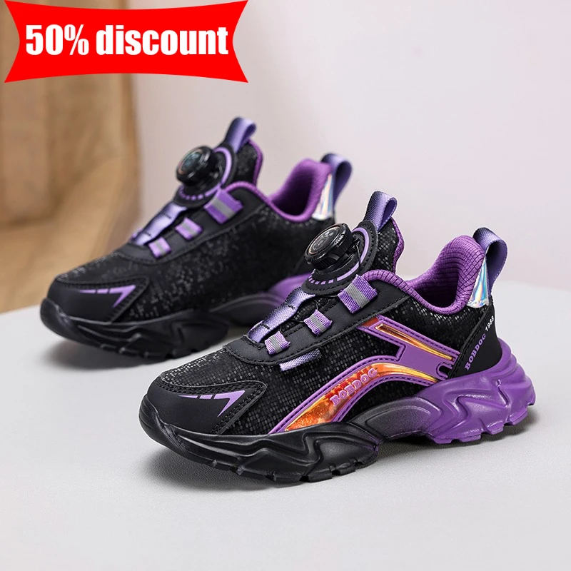

Children Sports Shoes Girls Fashion Purple Leather Breathable Comfort Jogging Tennis Shoes Daily Casual Non Slip Walking Shoes