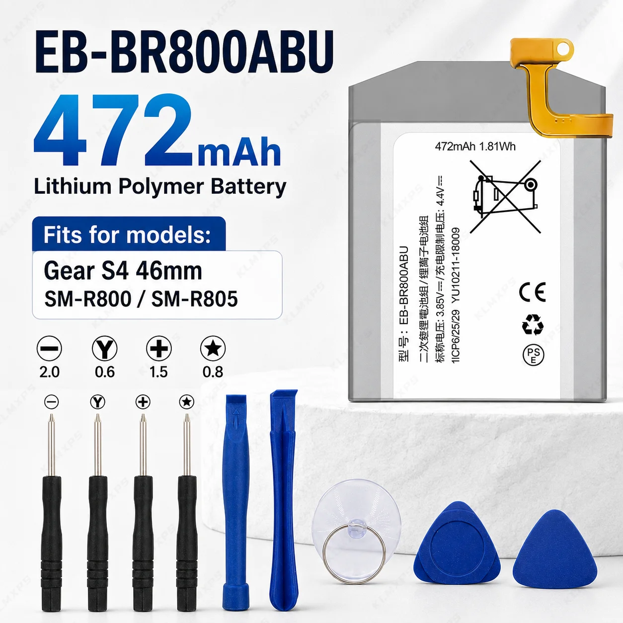 EB-BR800ABU EB-BR880ABY EB-BR890ABY Battery for Samsung Gear S4 Watch 4 Series Smartwatch Replacement Batteries + Repair Tools