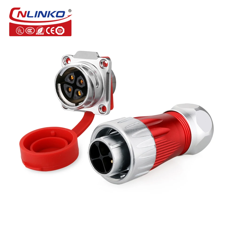 

CNLINKO Industrial High Current Solar Battery Waterproof Rotary Power 220vac Male Female Plug Socket 4 Pin IP67 Connector