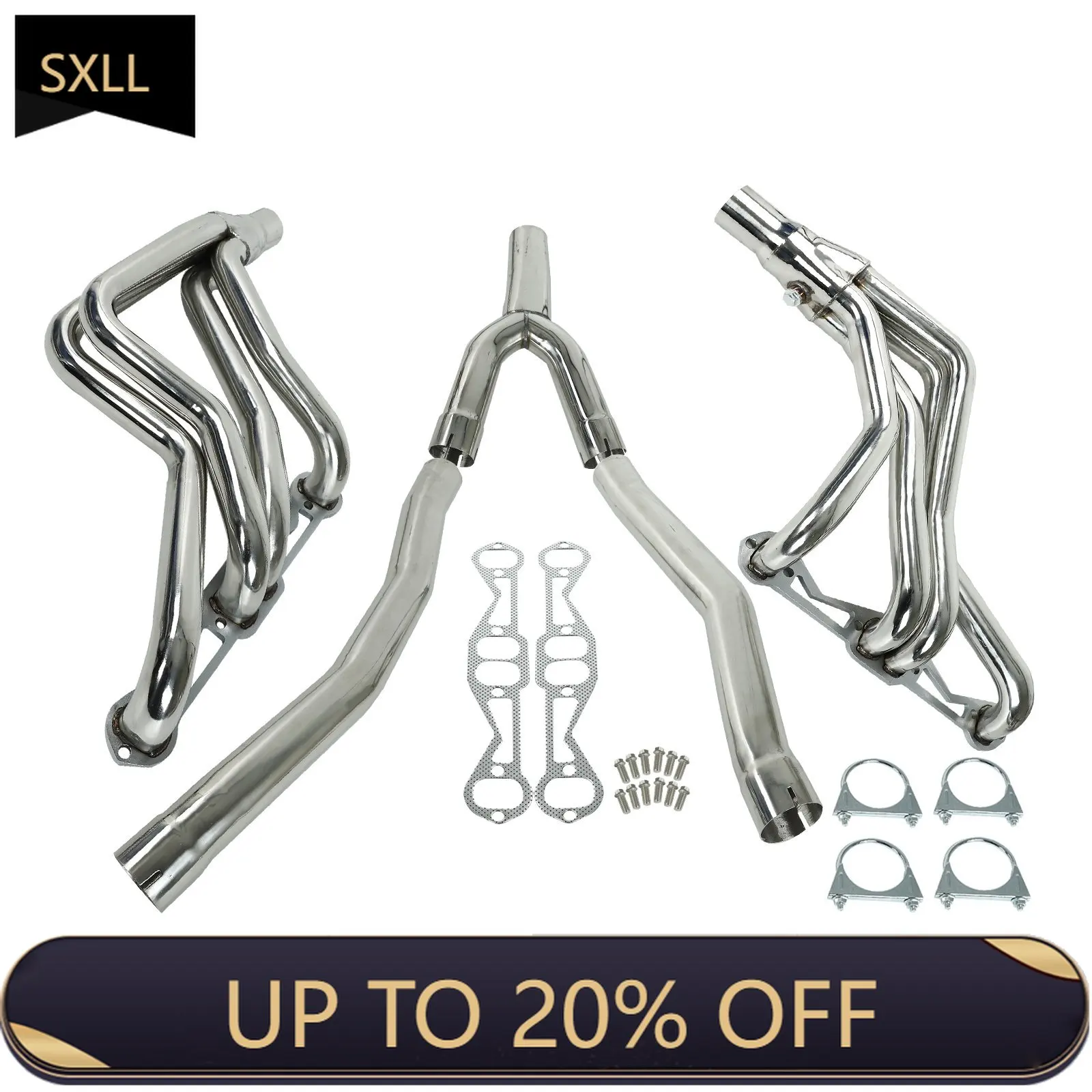 

SXLL New Exhaust Pipe Stainless Steel for 82-92 Camaro/Firebird SBC Automotive Full Length Exhaust Header Manifold + Y-Tube EH2