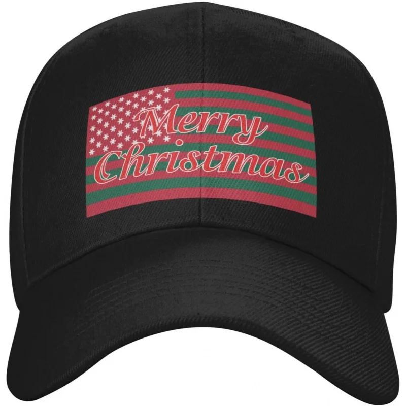 

Men's and Women's Sports Leisure New American Christmas Flag Baseball Hat Gift Adjustable Black Outdoor