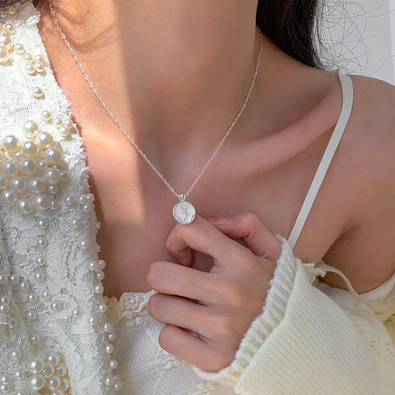 Neue S925 Tulpen-Halskette für Damen Vintage High-End Designer Nischen-Exquisite Schlüsselbeinkette – Detail 4