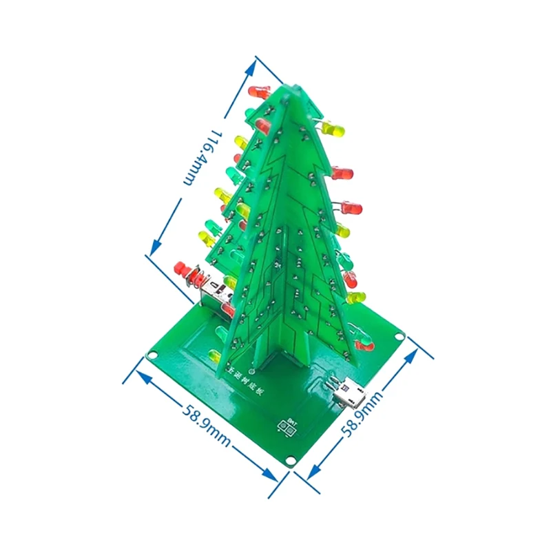 다채로운 크리스마스 트리 LED 워터 라이트 깜박이 트리, 3D 전자 DIY 생산 부품 키트