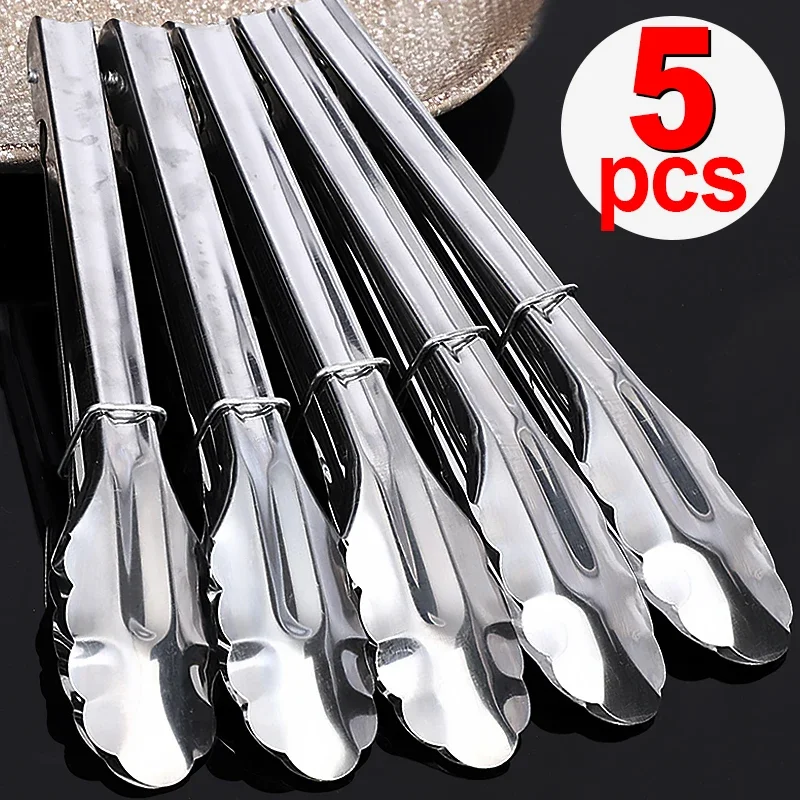 5/1PC Stainless Steel BBQ Tongs - Non-Slip Long Handle for Grilling/Baking/Salad/Ice Cubes, Dishwasher Safe Kitchen Tools