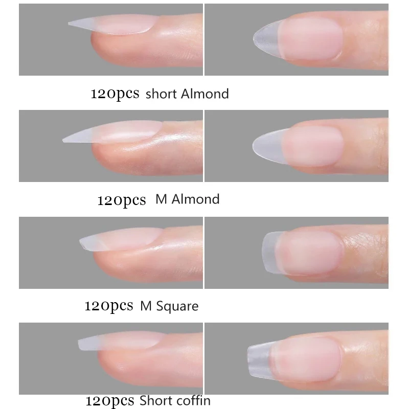 120Pcs 거짓 손톱 팁 미국 캡슐 X 가짜 손톱 확장 시스템 용 전체 커버 네일 팁에 짧은 네일 프레스