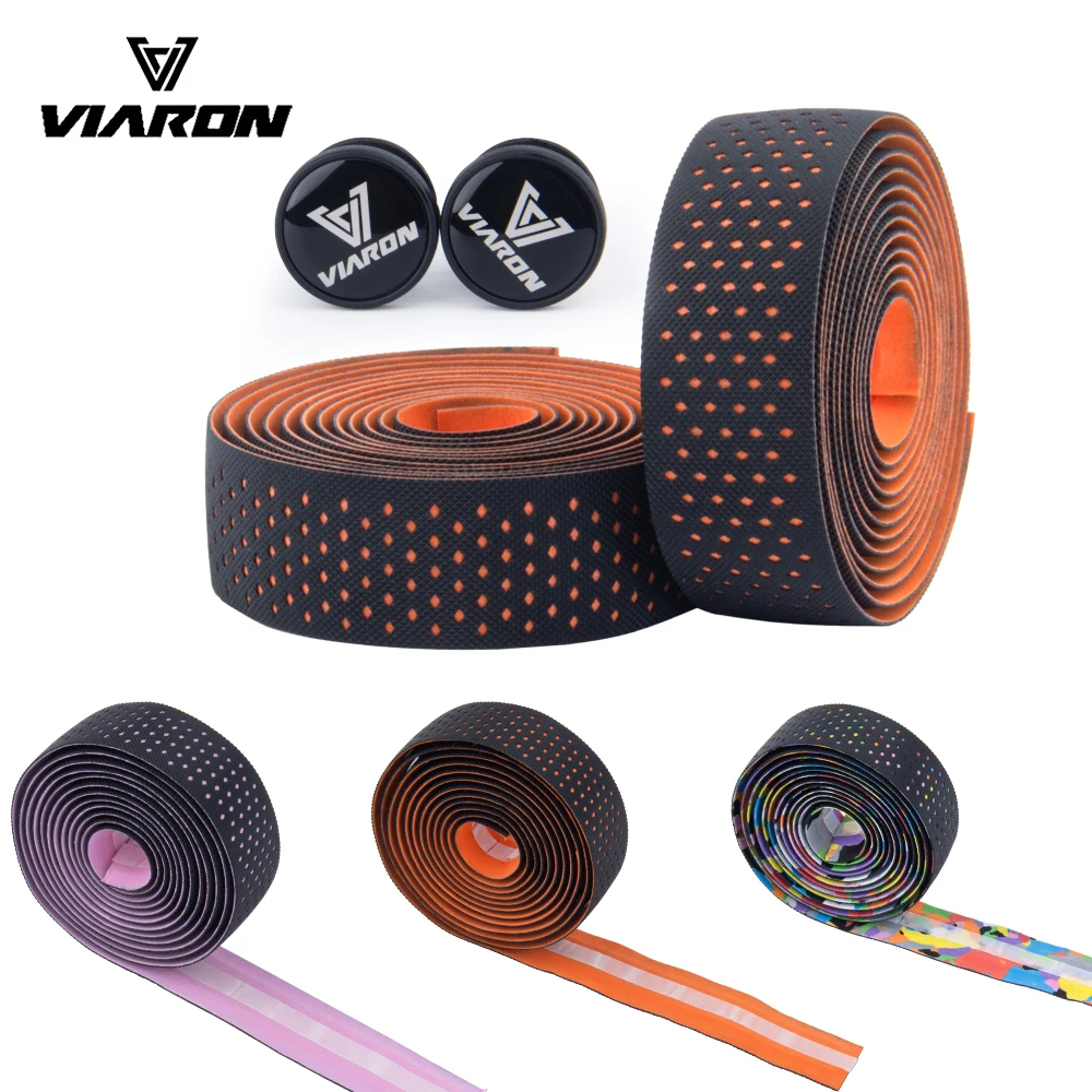 

VIARON Road Bike Rhombus Handlebar Tape Shockproof Breathable Anti-slip With Adhesive Back With Bar Plugs Cycling Accessories