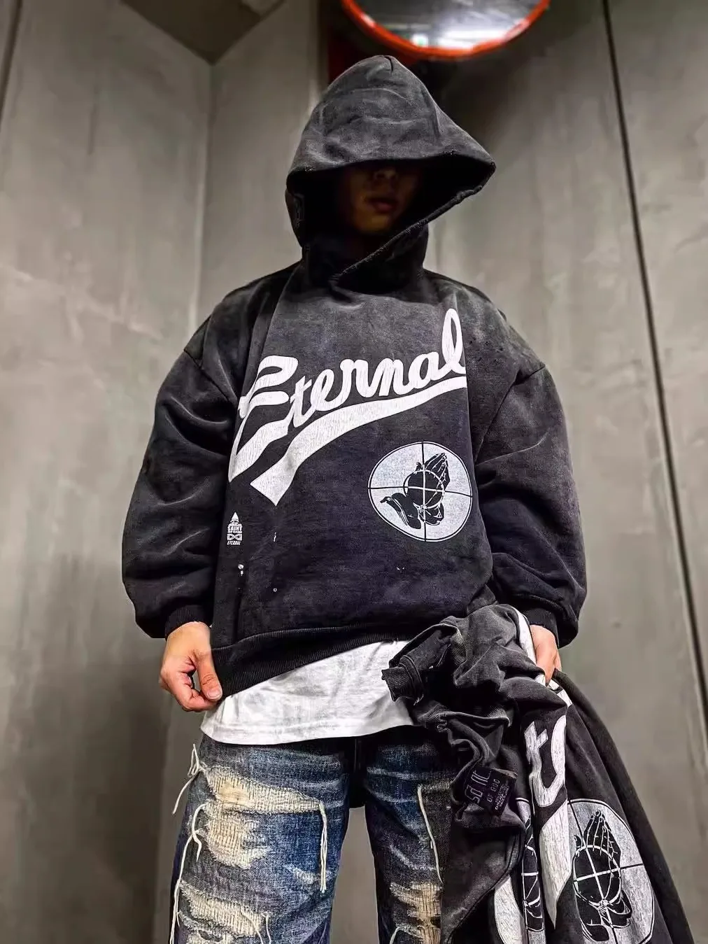 

American Sle Men's Hoodie Sweatirt Autumn Winter Casual Comfortable Cotton Worn-In Look Couple Matching Loose Fit