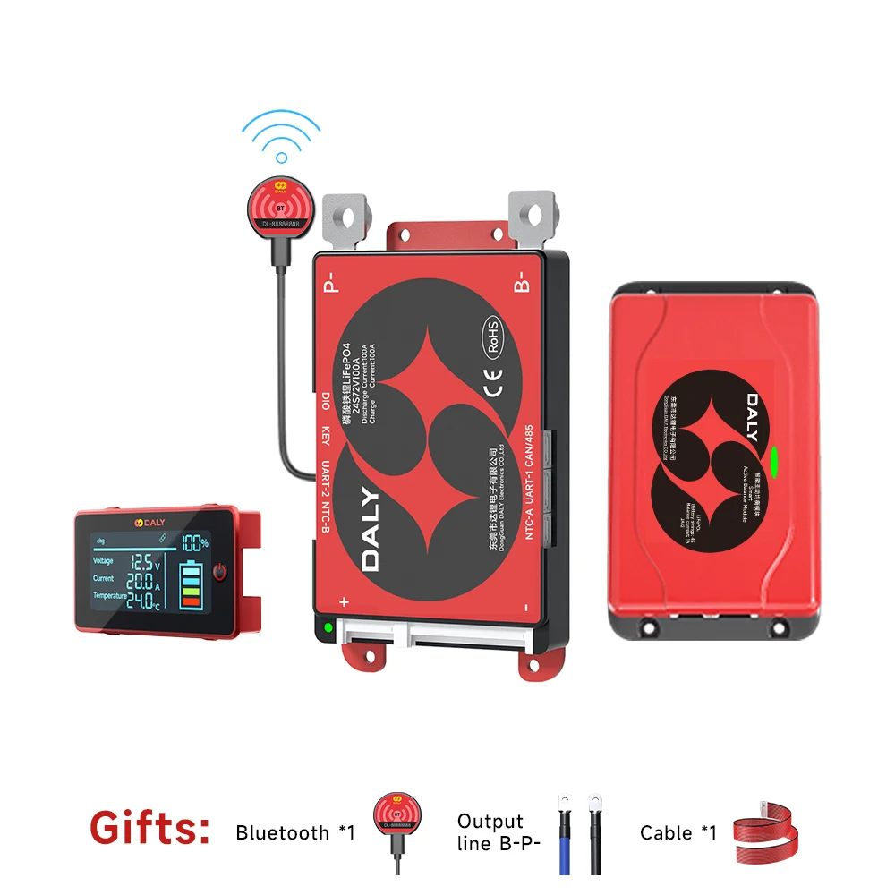 Daly Smart BMS 8S 24v lifepo4 16S 48V 60A 100A 150A 250A BMS 3.2v 12v for 18650 BATTERY PACK BT UART