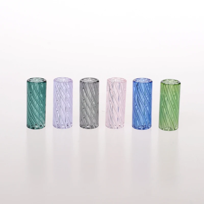 Embouts en verre de style spirale pour fumer, embouts de filtre en verre vert, ensemble de boîte à trous, accessoires pour fumeurs, 9 trous, en stock, 5 pièces par boîte