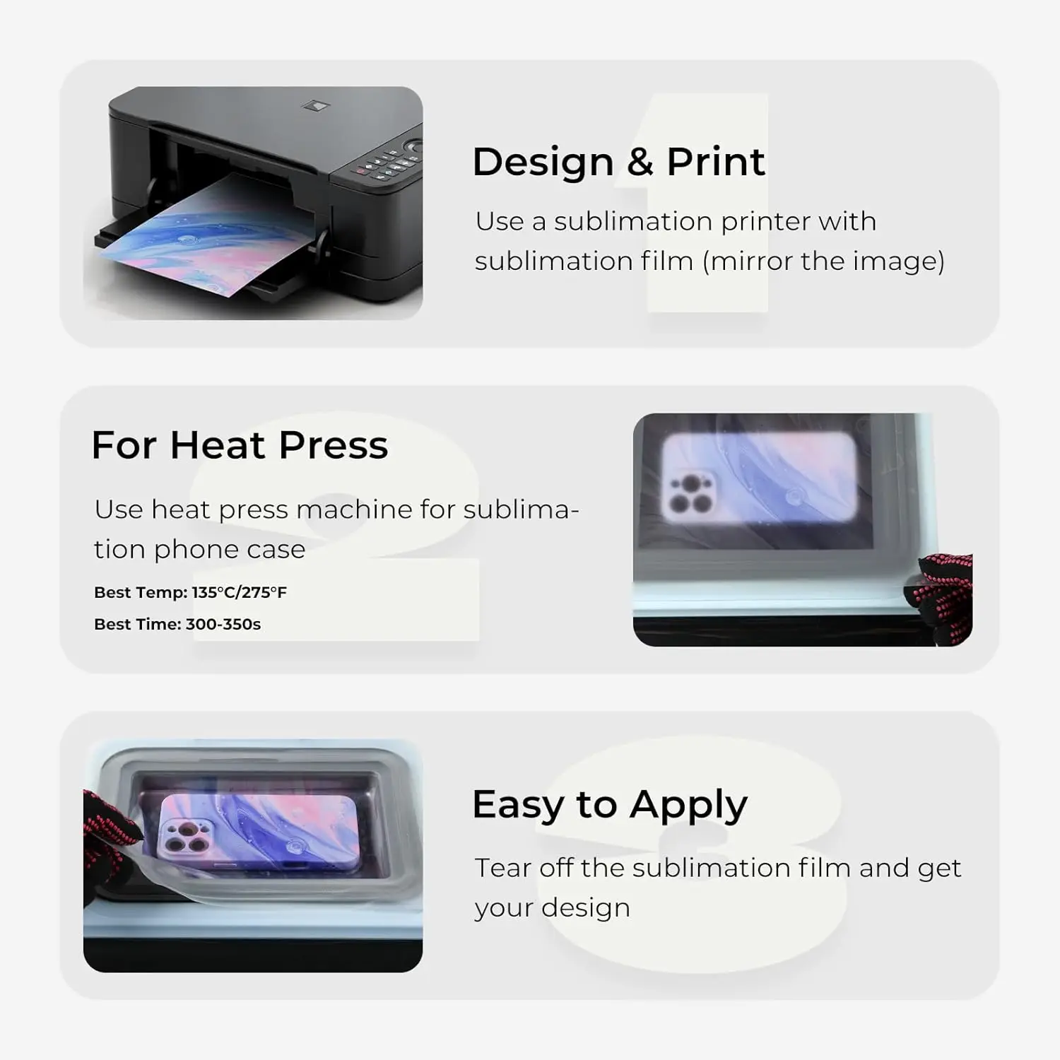 10Pack A4 Printable Sublimation Heat Transfer Film for Phone Case Heat Press, 3D Sublimation Film Sheets for Phone Cases image 2