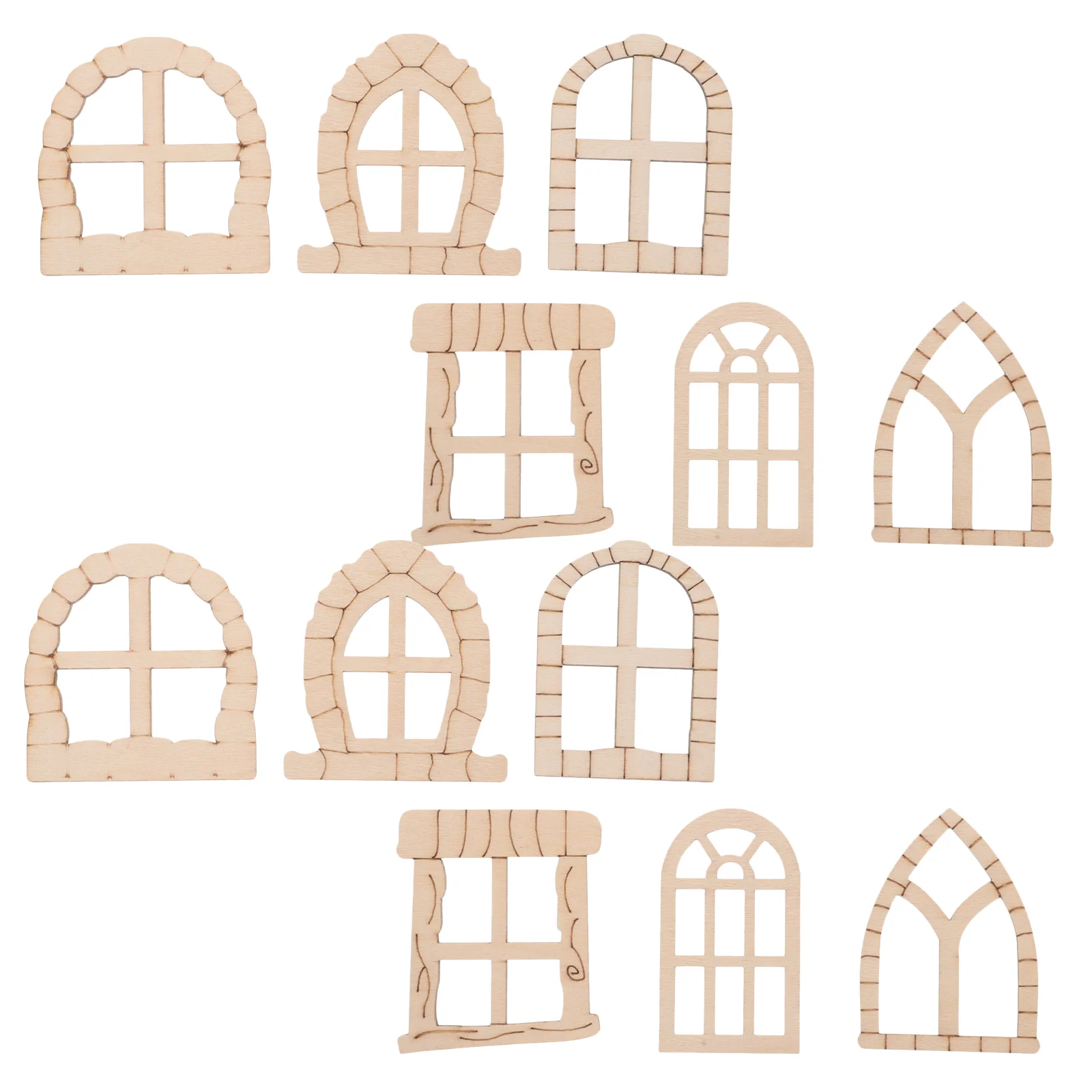 

25 Pcs Mini Window Accessories Door Dollhouse Windows Figurines Bulk Wooden Unfinished Model