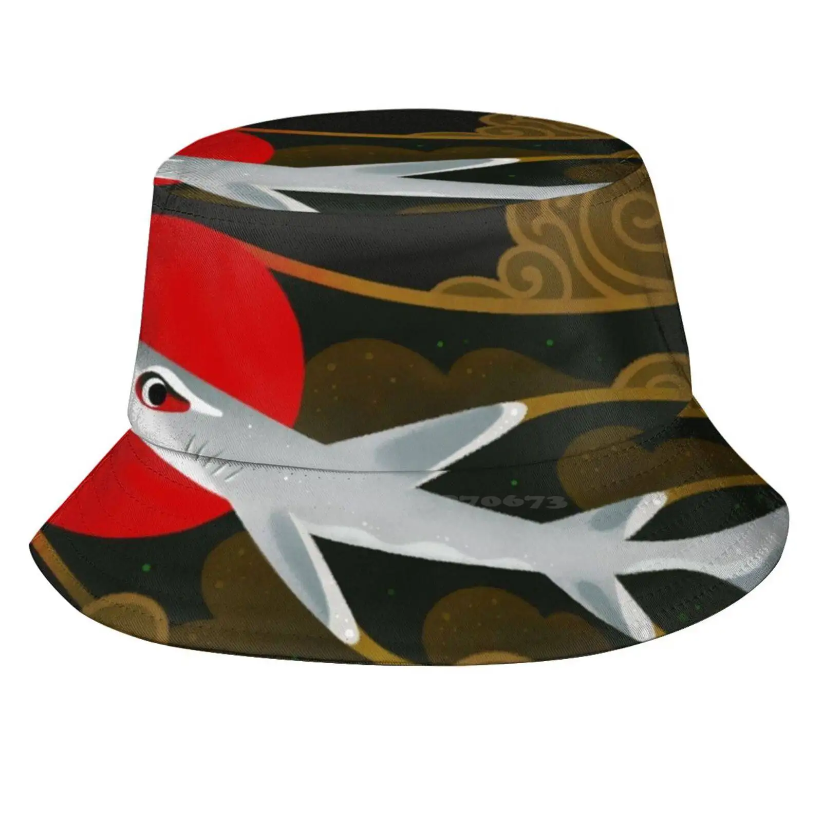 White Tip Reef Shark Sun Cap Fisherman Hat Bucket Hats White Tip Reef Shark Marine Life Wave Cloud Sea Ocean Sun Korean Japanese