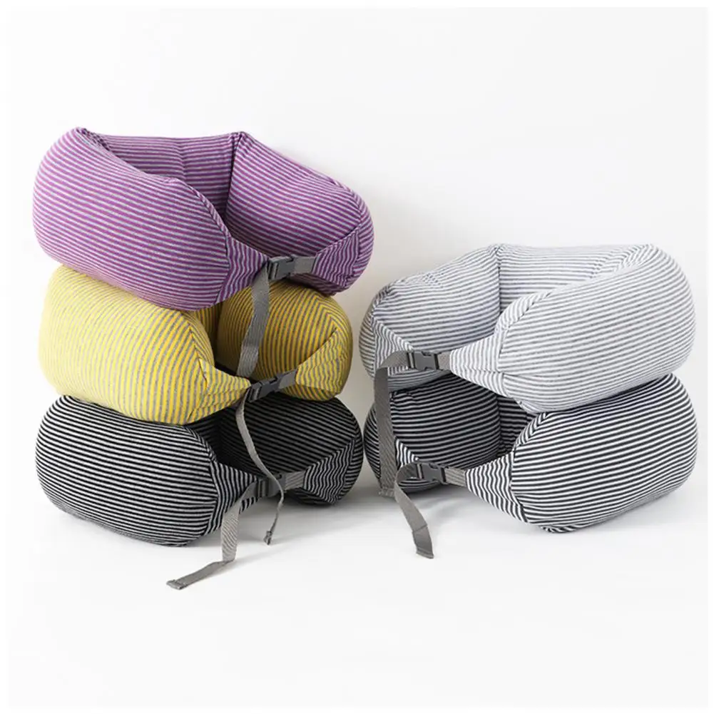 65cm Cotton Neck Support Travel Pillow With Hidden Zipper Super Soft Breathable Adjustable Stuffable U-shaped Travel Neck Pillow