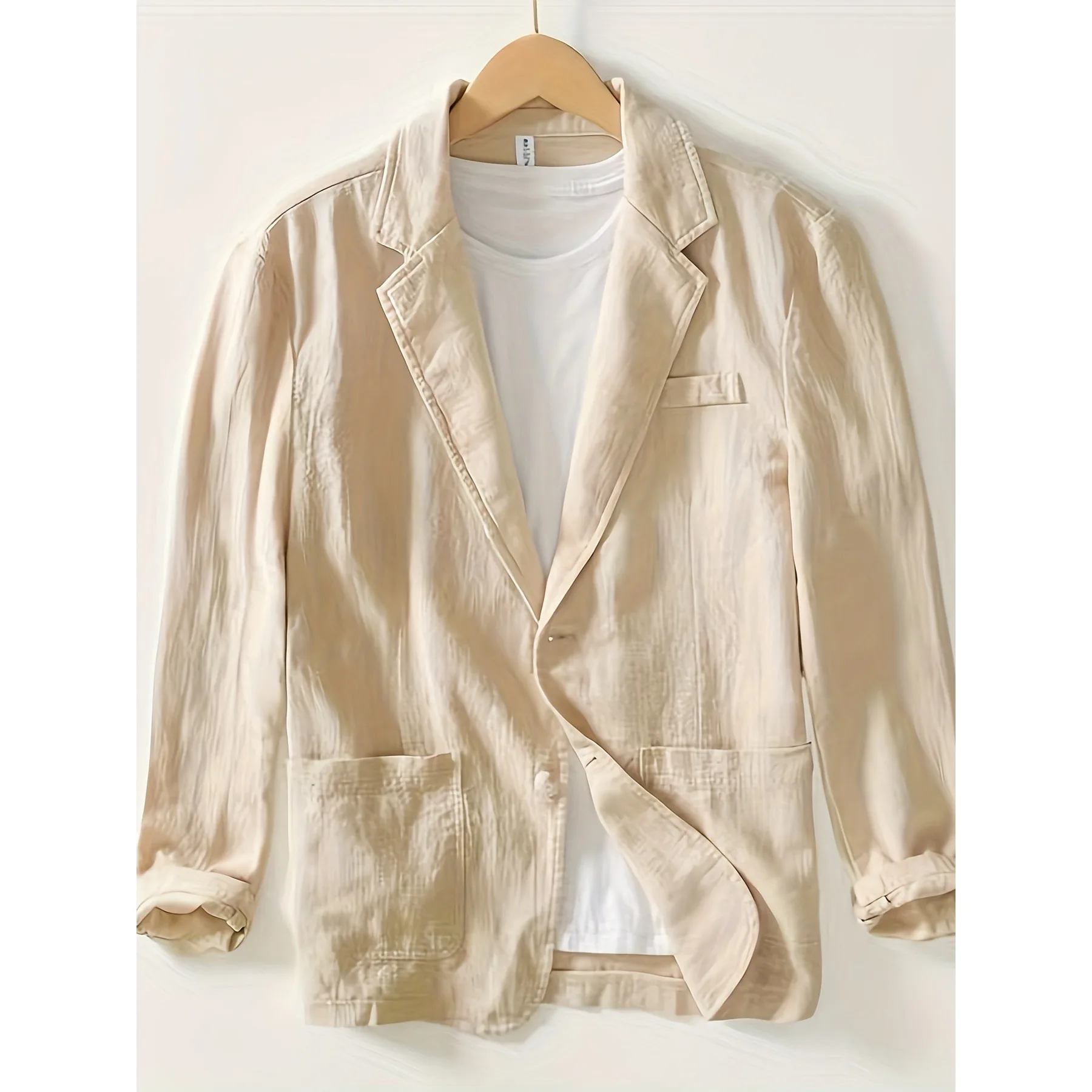 Leinen-Sonnenschutzjacke Blazer für Herren, Modisch für Outdoor-Reisen und Hochzeiten, Vielseitig, Lässig, Leicht, Kühl und Atmungsaktiv