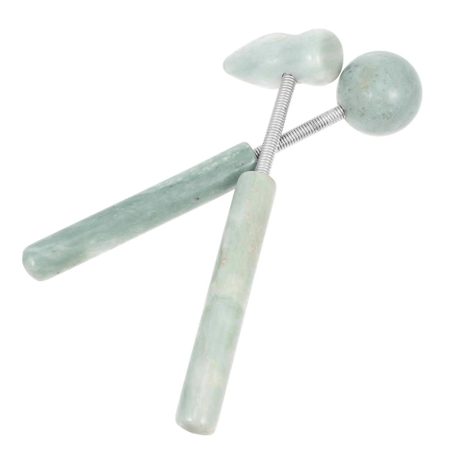 2Pcs Handheld Body Massage Hammer Portable Muscle Relaxing Tool Jade Aluminum Alloy for Home Facial Skin Care and Deep Muscle