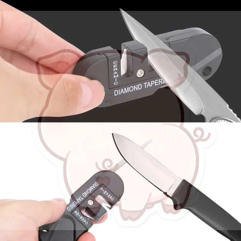 4 In 1 Outdoor Mini Portable Tungsten Ceramic Carbide Knife Whetstone Sharpener Multifunctional Camp Tools