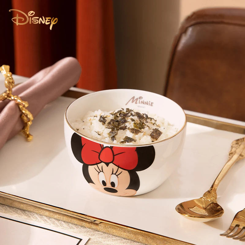 Disney Mickey Minnie Ceramic Rice Bowl Kids Cartoon Donald Dasiy Duck Women Child Kawaii Soup Noodle Rice Bowl Kids Tableware