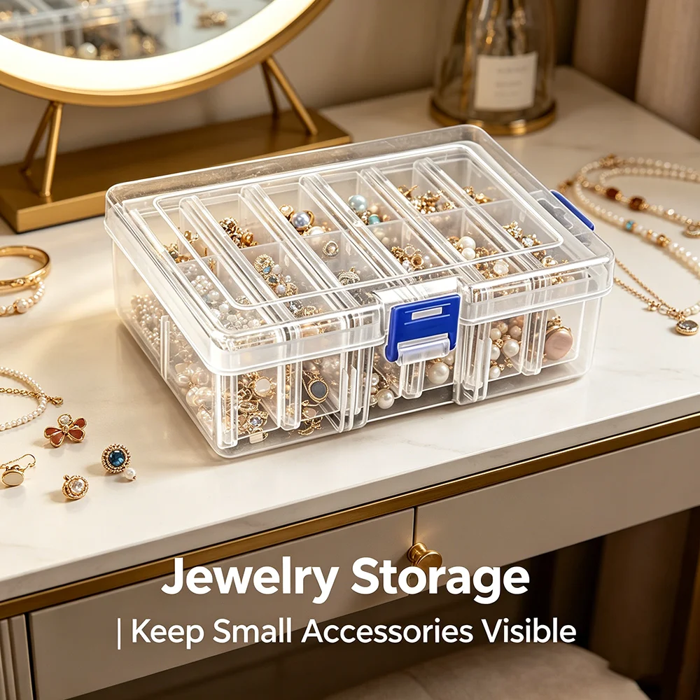 6 Grids Plastic Bead Organizer Transparent Boxes, For DIY Crafts, Jewelry, Beads, Tools, Storage Box Case Display Organizer