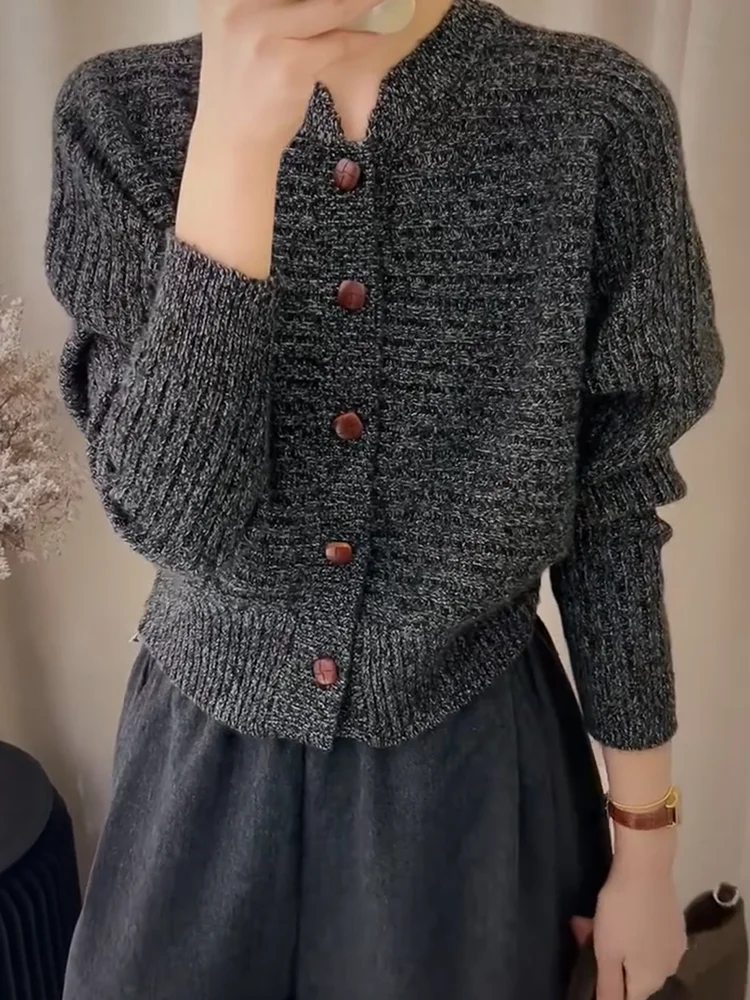 

Korean Sle round Ne Knitted Open Cardigan Faionable plus Size Versatile Slimming Age-Defng Top for Autumn 2025