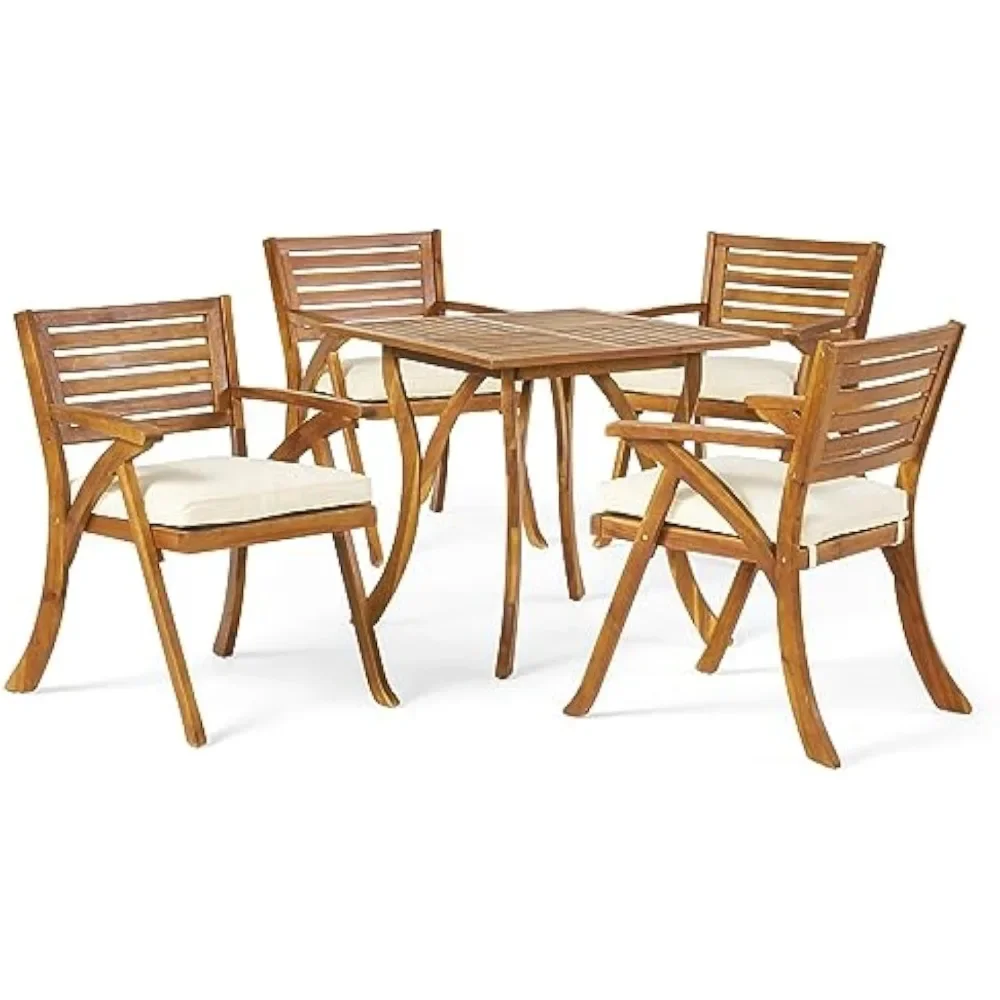 Hermosa Acacia Wood Dining Set, 5-Pcs Set, Teak Finish outdoor camping portable foldable table patio garden furniture