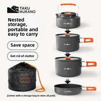 Camping Cookware Set Aluminum Portable Outdoor Tableware Cookset Cooking Kit Pan Bowl Kettle Pot Hiking BBQ Non-stick Pots