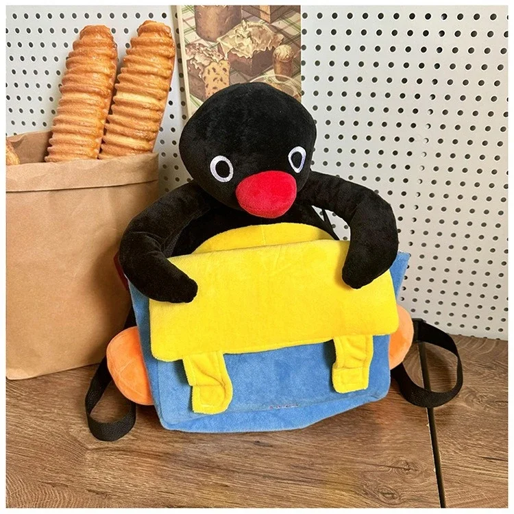Hot Cute Penguin Plush Backpack 3D Cartoon Pingu Travel Bag Large Capacity Soft Rucksack Students and Fans Birthday Gifts