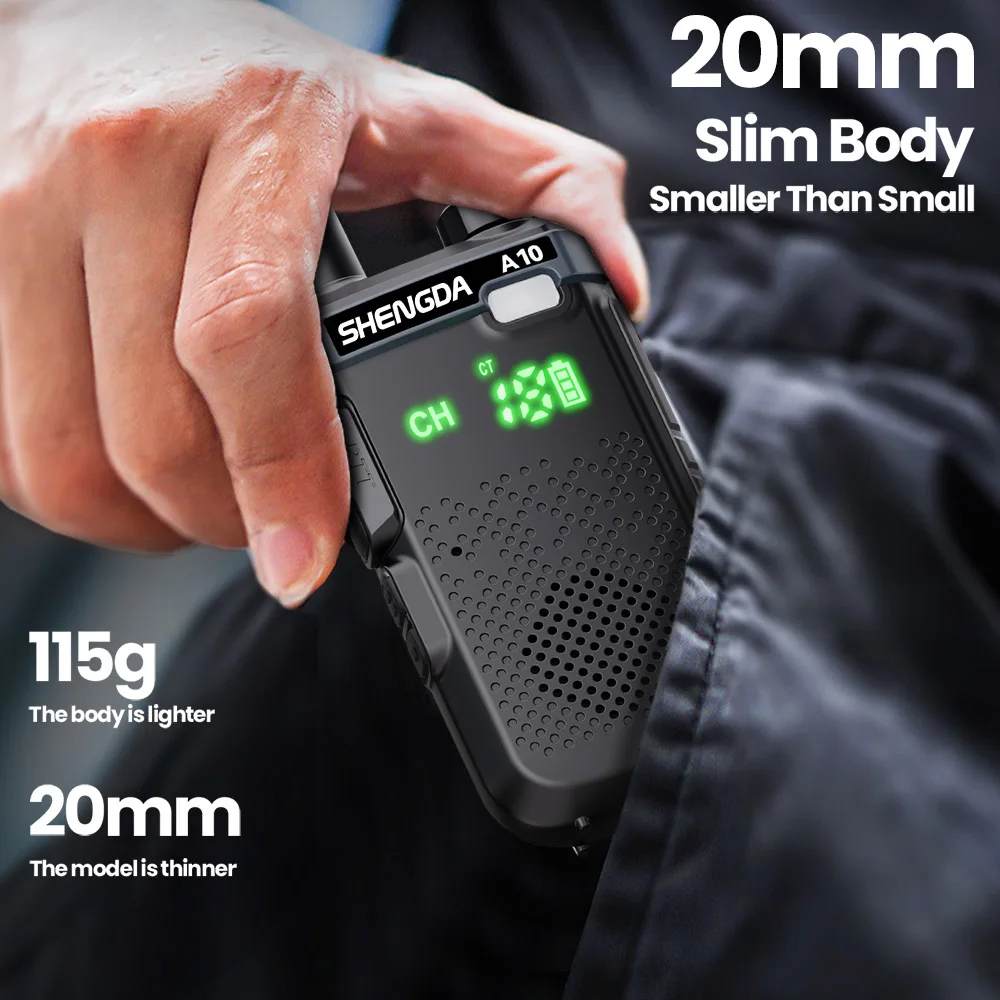 SHENGDA A10 Compact Walkie-Talkie Lightweight and simple design Low power Type-C charging Battery level display