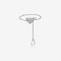 VEWANT Women 925 Sterling Silver Heart Zircon Adjustable Flexible Fix Pulling Rings 2024 Birthday Party Fashion Fine Jewelry