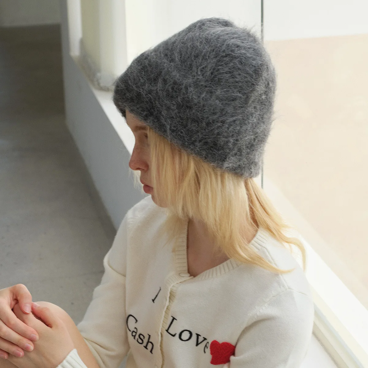 Strickmütze aus Alpaka-Wolle, warme Wintermütze für Damen, 78 % weiches, gemütliches Alpaka-Garn, einfarbig