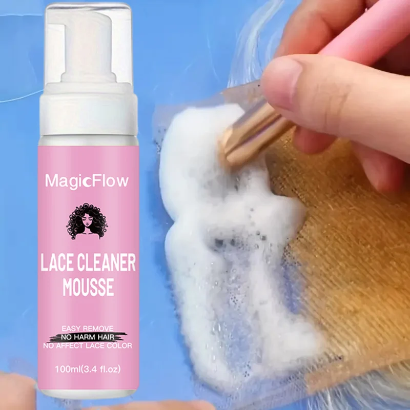 

100ml/3.4 fl.oz Lace Wig Adhesive Cleaner Mousse - Fast Glue Remover, Gentle Foam, Residue-Free, Safe for Dyed Lace