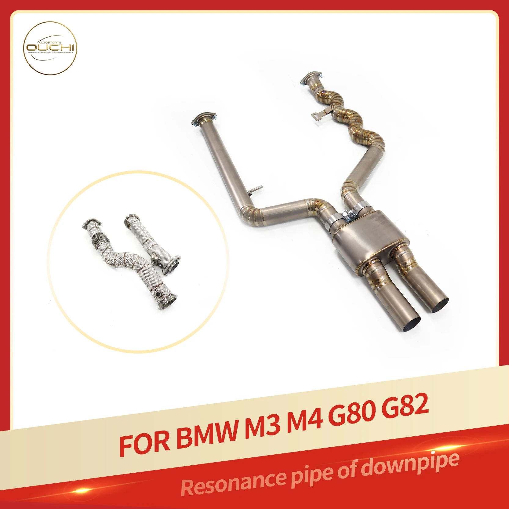

OUCHI Customization High-Flow Catted Downpipe & Ti Midpipe for BMW G80 M3 G82 M4 | SS304 + TC4 Exhaust System With Heat Shield
