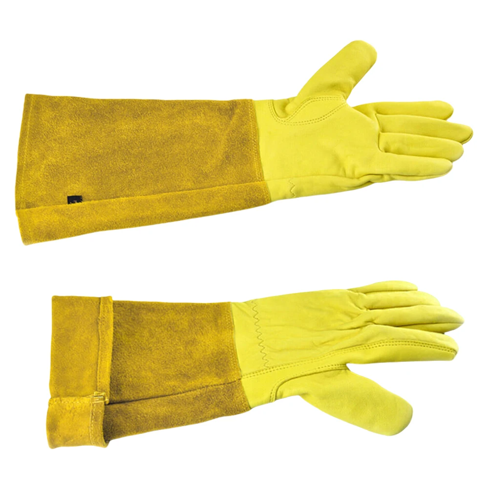 1 Pair Long Thorn Proof Gardening Gloves Breathable Leather Garden Gloves with Forearm Protection Floral Gauntlet for Women Men